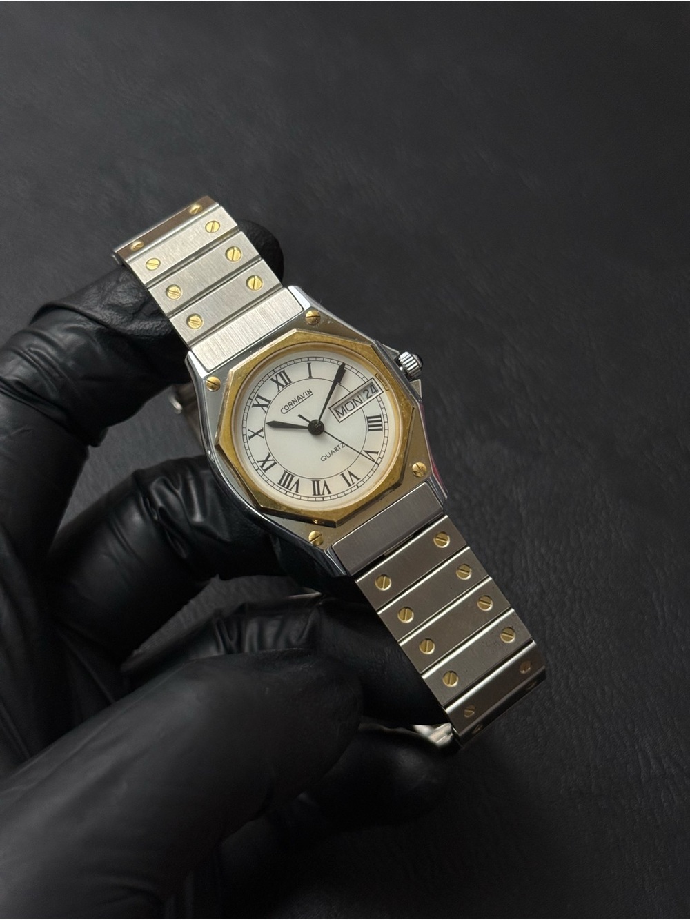 Vintage 1990s Cornavin Pentaflex Octagon 2034 Men’s Watch- Santos Octagon Homage